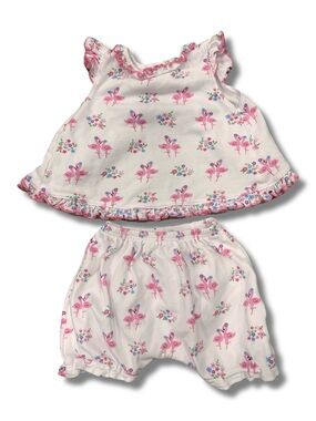 Kissy Kissy 3-6 Months Girls Flamingo Ruffle 2 Piece Sunsuit 100% Pima Cotton